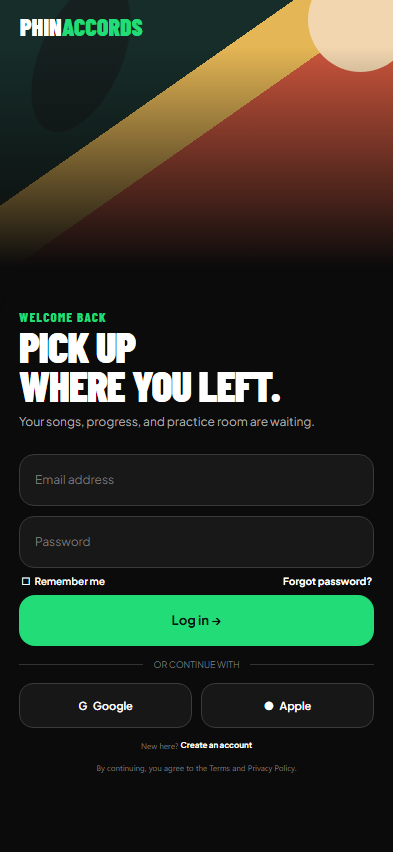 PhinAccords login screen