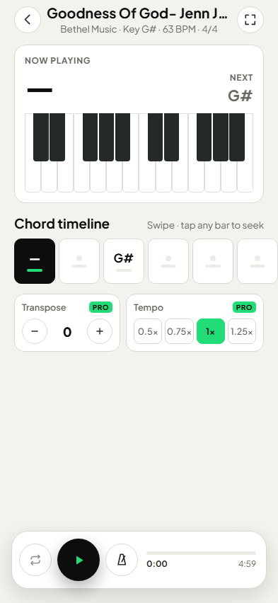 PhinAccords song detail screen
